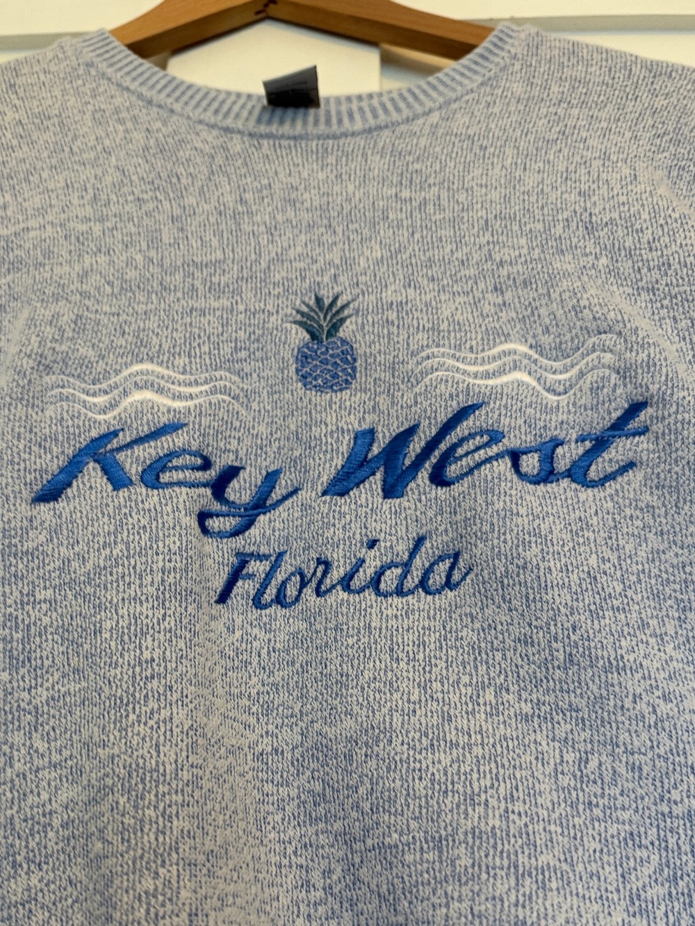 Key West Florida Embroidered Light Blue Crewneck Sweater